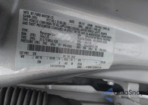 2013 Ford Focus Se из США, поврежденный, VIN 1FADP3F20DL152765